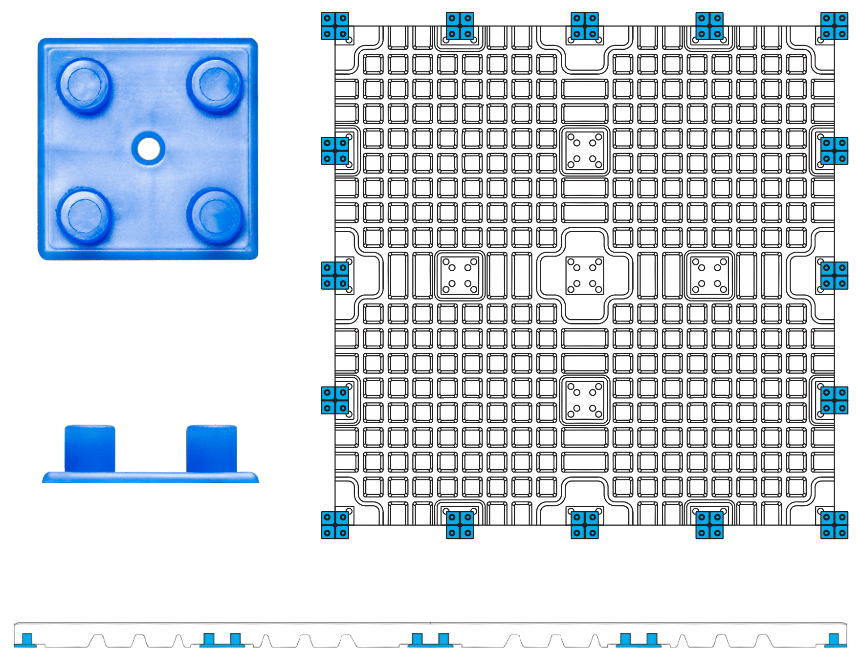 Connectors locking tiles together